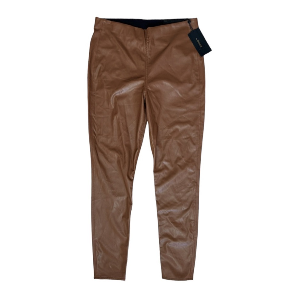 rag & bone Cognac Nina Faux Leather Pull On Skinny Pants size extra large - Picture 3 of 7